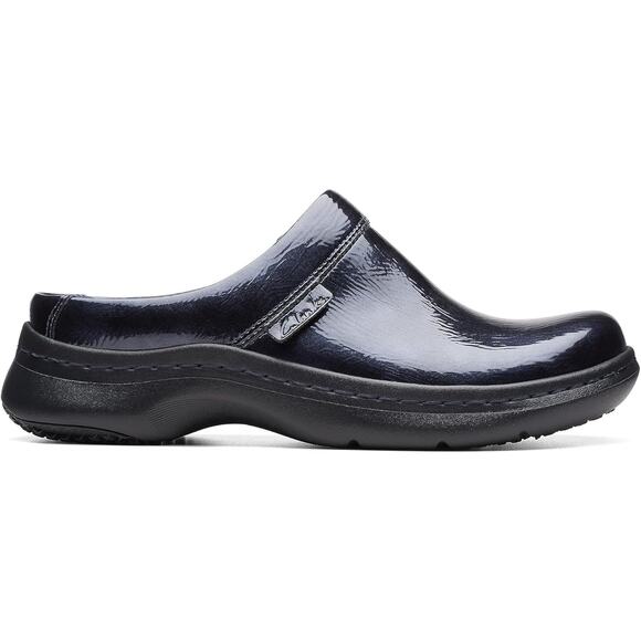 NWT Clarks Unisex ClarksPro Clog Sneaker, Navy Paten-Size 11 US Women - Picture 3 of 6